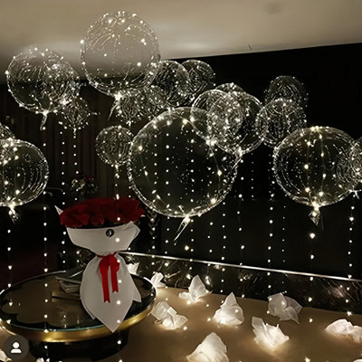 20 Pack Led Light Up Bobo Party Birthday Transparent Bubble Balloon Warm from B&Q