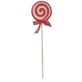 54cm Red and White Spiral Candy Cane with Stem