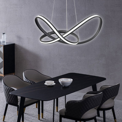 54W Height Adjustable LED Pendant Light, Black Hanging Fixture with ...