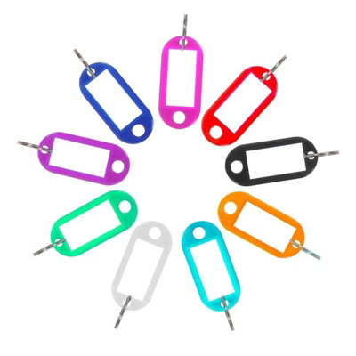 55 Pack - Various Colour Key Tags Keyring Fob Tab Plastic Name Label ID