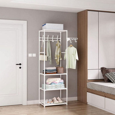 55 x 36x 170cm Clothes Rack with 4 Tier Shelves for Bedroom Small Space White DIY at B Q