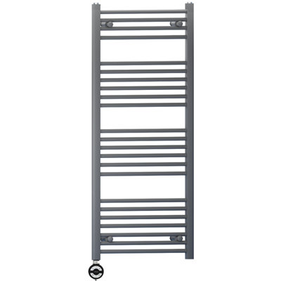 550 x 1200 mm Anthracite Grey Electric Bathroom Heated Towel Rail Thermostatic Warmer Radiator Precise Control Terma MOA Element
