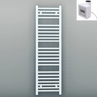 550 x 1200 mm White Electric Bathroom Heated Towel Rail Thermostatic ...