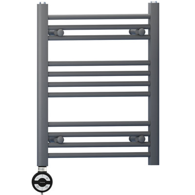 550 x 600 mm Anthracite Grey Electric Bathroom Heated Towel Rail Thermostatic Warmer Radiator Precise Control Terma MOA Element