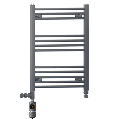550 x 700 mm Anthracite Grey Dual Fuel Electric Radiator Bathroom Towel Rail Radiator With AF Thermostatic Electric Element