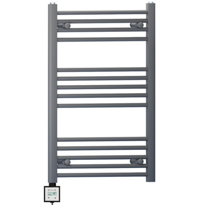 550 x 800 mm Anthracite Grey Electric Bathroom Heated Towel Rail Thermostatic Warmer Radiator Digital Controller KTX3 Timer