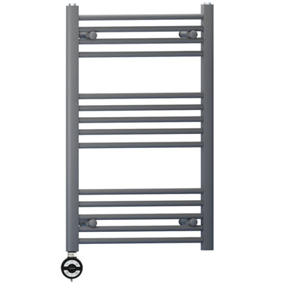 550 x 800 mm Anthracite Grey Electric Bathroom Heated Towel Rail Thermostatic Warmer Radiator Precise Control Terma MOA Element