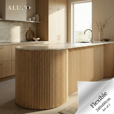 Aluxo Flexii™ Flexible Oak Reeded Wall Panel Mini Fluted Wood Slats 240Cm X 60Cm (Set Of 2) from B&Q