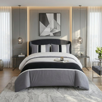 Lazzaro Premium Reversible Duvet Cover Set With Zipper Closure And Corner Ties