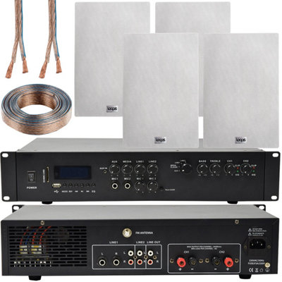 550W Bluetooth Sound System & 4x 140W In Wall Speakers - 2 Zone Multi Room Amp