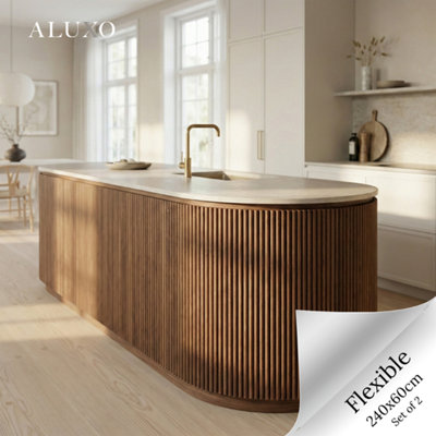 Aluxo Flexii™ Flexible Walnut Reeded Wall Panel Mini Fluted Wood Slats 240Cm X 60Cm (Set Of 2) from B&Q