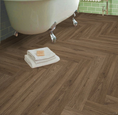 555 Giuliano Herringbone Wood Effect with High Floor Grip Lino Flooring Sheet Vinyl Flooring -1m(3'3") X 2m(6'6")-2m² - 3