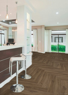 555 Giuliano Herringbone Wood Effect with High Floor Grip Lino Flooring Sheet Vinyl Flooring -2m(6'6") X 2m(6'6")-4m² - 4