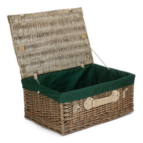 55cm Antique Wash Hamper with Green Lining