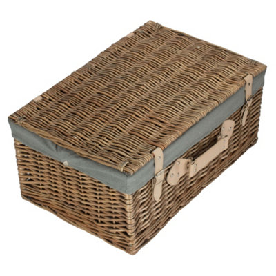 55cm Antique Wash Hamper with Grey Sage Lining