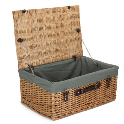 55cm Buff Picnic Basket with Grey Lining