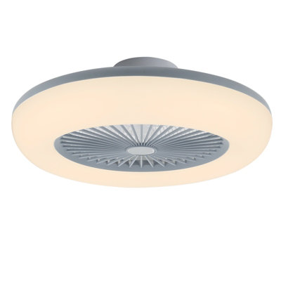 55cm Dia Acrylic Ceiling Fan with LED Light and Remote Control,3 Wind ...