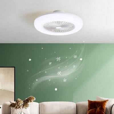 55cm Dia White Silent LED Ceiling Fan Light Remote Control, Dimmable, 3 ...