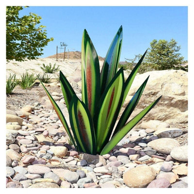 55cm Green Rustic Tequila Metal Agave Plant Sculpture for Outdoor