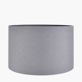 55cm Grey Linen Drum Table Lampshade Self Lined Cylinder Floor Lamp Shade