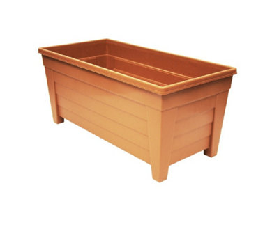 55cm Grosvenor Trough Plastic Patio Planter Rectangle 55cm Terracotta Colour