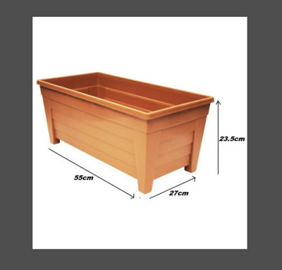 55cm Grosvenor Trough Plastic Patio Planter Rectangle 55cm Terracotta Colour