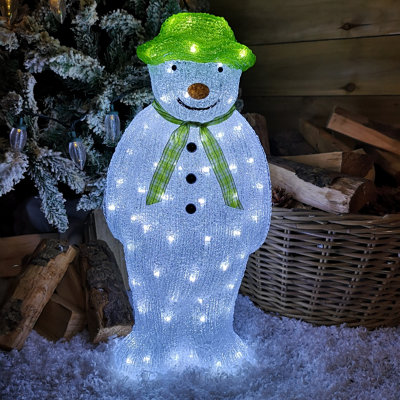 Ice Cube Lighted Snowman Decoration