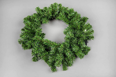 55cm Pre-Lit Green Christmas Wreath Alaskan Pine with 30 Ice White LEDs - 7