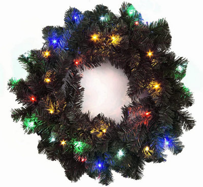 55cm Prelit Alaskan Pine Black Christmas Wreath Price Comparisons | Compare The Build