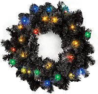 55cm Prelit Imperial Pine Black Christmas Wreath
