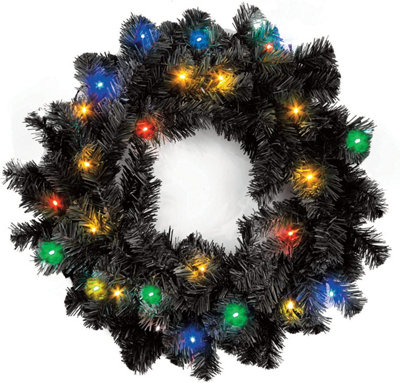 55cm Prelit Imperial Pine Black Christmas Wreath Price Comparisons | Compare The Build