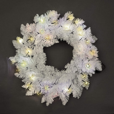 55cm Prelit Imperial Pine White Christmas Wreath Price Comparisons | Compare The Build