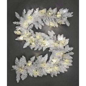 55cm Prelit Imperial Pine White W/Warm White Leds Christmas Christmas Garland
