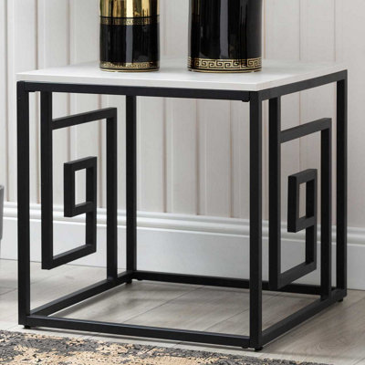 55cm Sofa Side Table for Living Room Furniture, Wood and Metal End Table