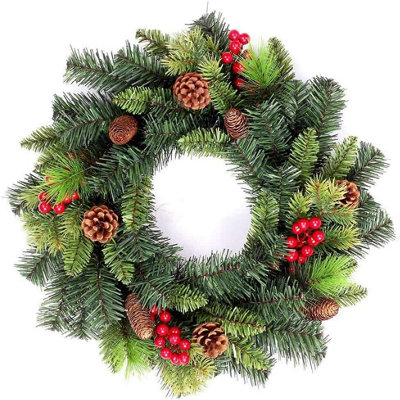 55cm Various Tips Green Christmas Wreath Frosted Tips