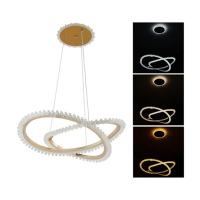 55cm W x 80cm H Modern Elegance Gold Double Circle Ceiling Chandelier