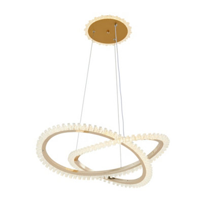 55cm W x 80cm H Modern Elegance Gold Double Circle Ceiling Chandelier