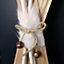 55cm White Wooden Skis with Decorative White Fur and Silver Bells Christmas Decoration