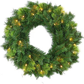 55cm Wreath Pre Lit with Various Tips Christmas Fireplace Home Wall Door Decorations Outdoor Battery Box Indoor