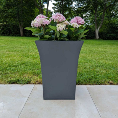 55cm Zinc Matte Grey Flared Tapered Square Planter
