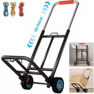 55kg Black Folding Shopping Trolley Adjustable Hand Truck Luggage Cart
