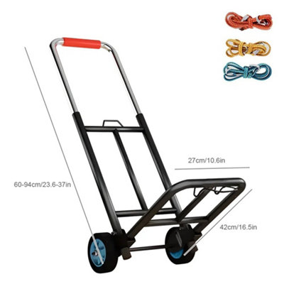 55kg Black Folding Shopping Trolley Adjustable Hand Truck Luggage Cart