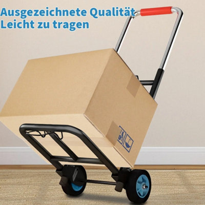 55kg Black Folding Shopping Trolley Adjustable Hand Truck Luggage Cart