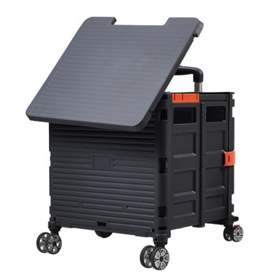 55L Collapsible Rolling Utility Crate with Magnetic Lid and Adjustable ...