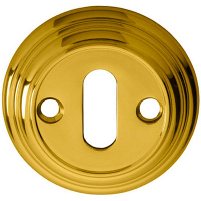 55mm Lock Profile Round Escutcheon Reeded Design Polished Brass Keyhole Cover Price Comparisons | Compare The Build