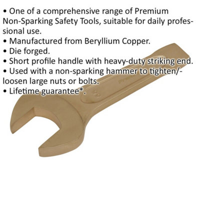 55mm Non-Sparking Open-End Slogging Spanner with Short Profile Striking End