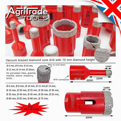 Diaond Core Drill Bits 1/4 Inch (06) Tile Hole Saws With 5/8-11...