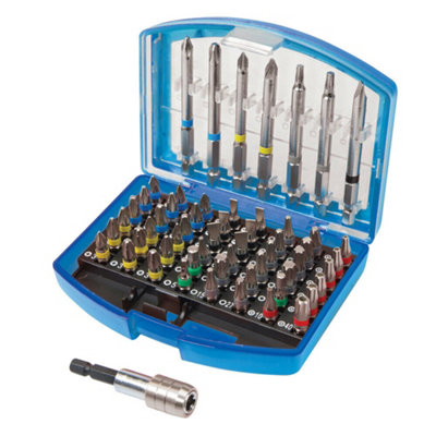 56 Piece Colour Coded Screwdriver Bit Set Hex Shank Pozi Philips TORX ...