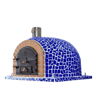 Callow Horacio Wood Fired Outdoor Mosaic OvenHandmade Clay Pizza & Bread Oven Blue from B&Q