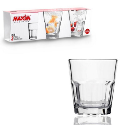 Glass Tumbler Octo Set Of 3 270Ml Fluted Clear Drinking Glasses Water Juice from B&Q
